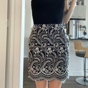 Embroidered Pencil Skirt